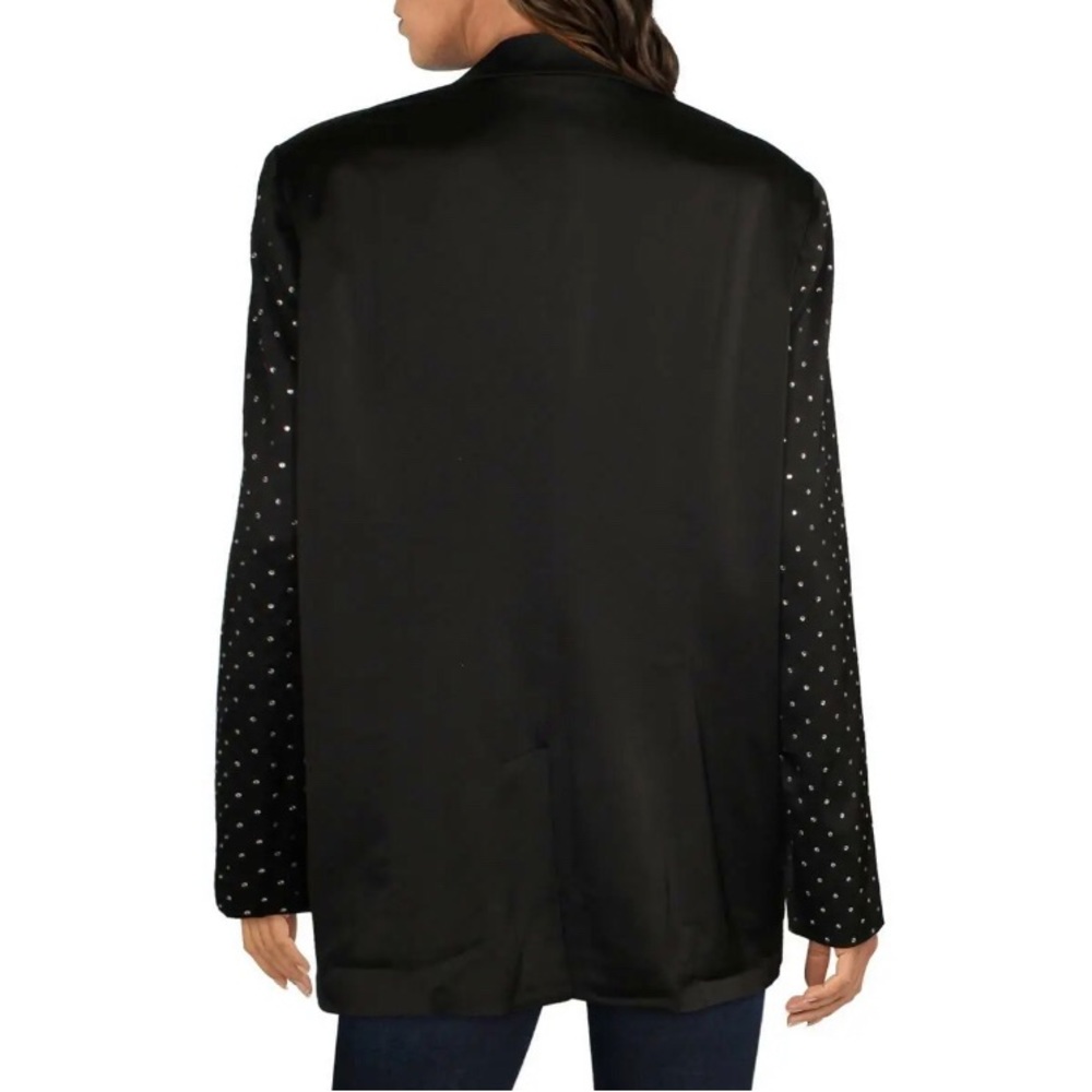 DANIELLE BERNSTEIN Satin Black Studded Party Blazer Jacket Size S NWT - Picture 4 of 4